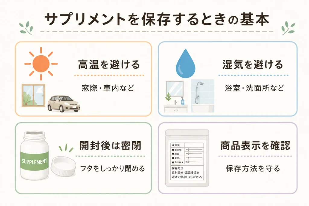 正しいサプリメントの保存方法とは？品質を保つための保管方法や注意点を解説