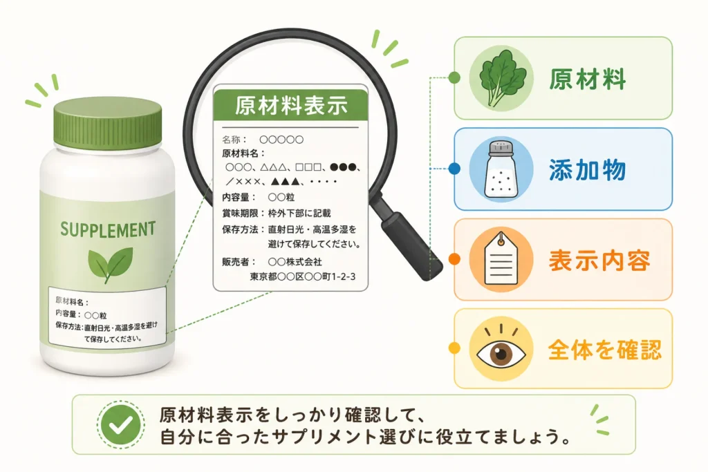 サプリメントの原材料表示とは？確認したいポイントを知ろう